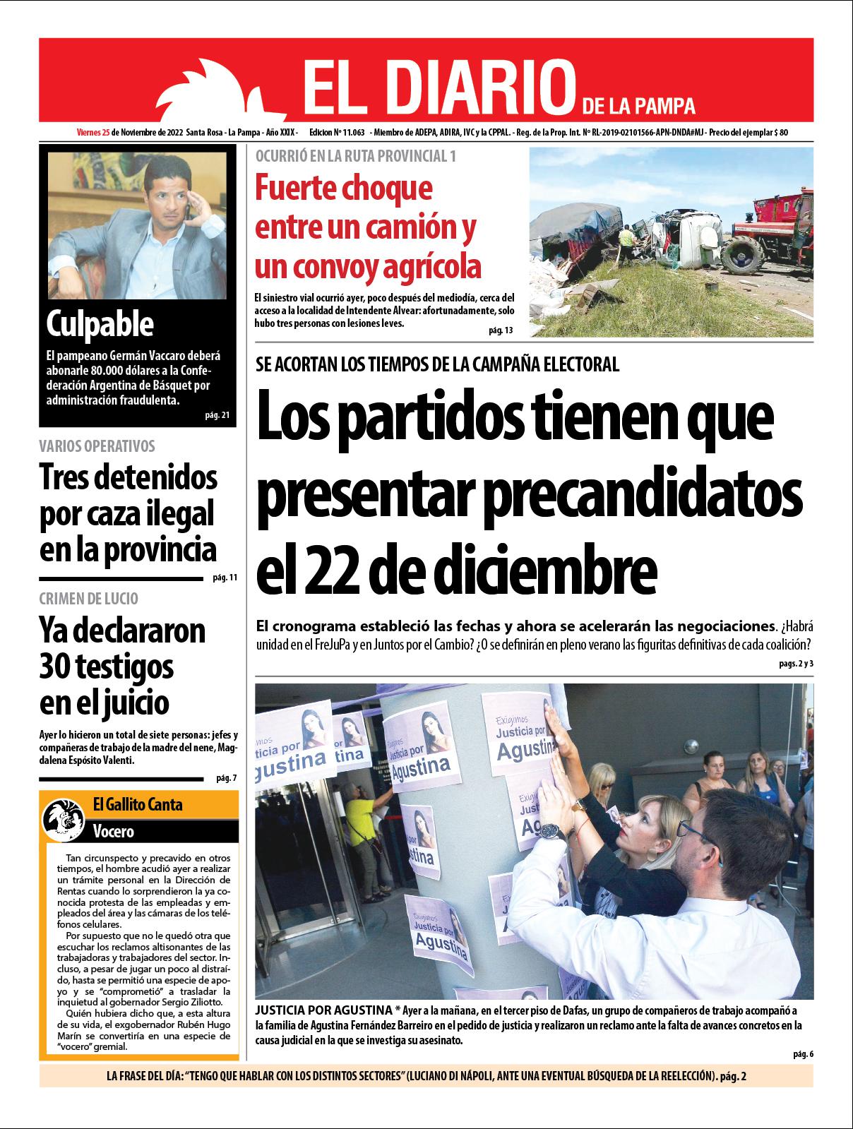 Tapa del diacutea viernes 25 de noviembre de 2022